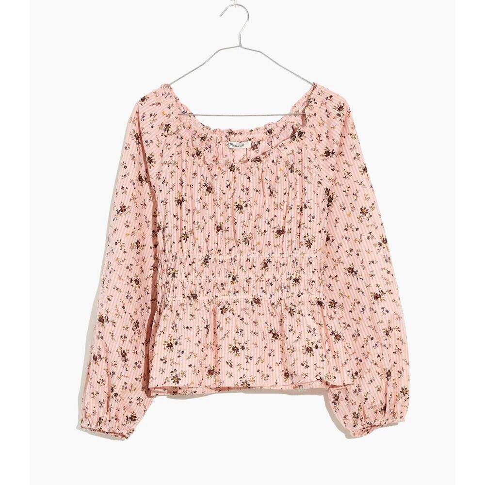 Madewell Sophia Long Sleeve Blouse Top in Pink Bouquet Floral NE183 // L - Picture 13 of 13